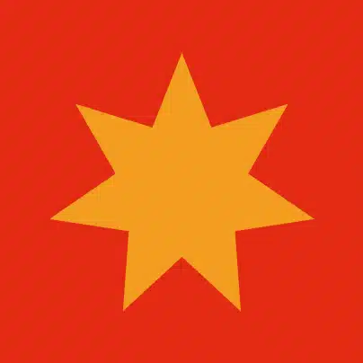 A yellow, eight-pointed star on a red background.