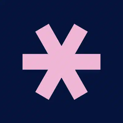 A pink asterisk symbol on a dark blue background.