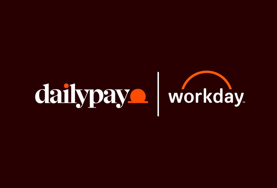 Logos of DailyPay and Workday, separated by a vertical line, on a dark background.