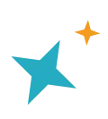 An image of two stars, one large and blue and the other small and yellow, on a plain background.