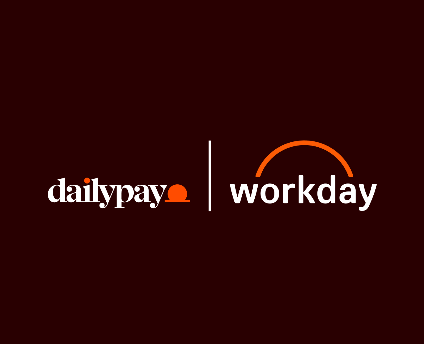 Logos of DailyPay and Workday side by side on a dark background, separated by a vertical white line.